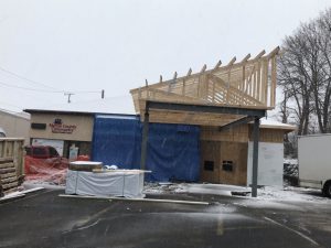 Getting ready for the roof in drive thru